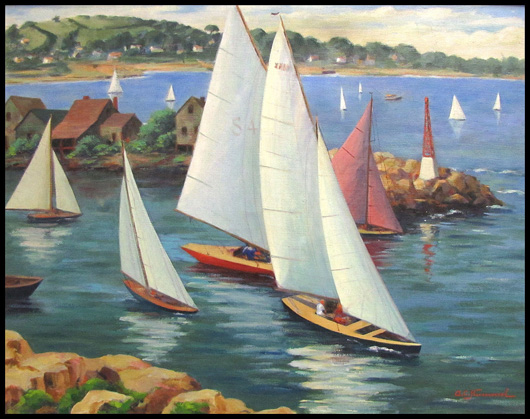 A.C. Hummel (American 20th century) oil on canvas, ‘Pigeon Cove, Rockport Mass.,’ signed and titled. Image courtesy of William Jenack Estate Appraisers and Auctioneers.
